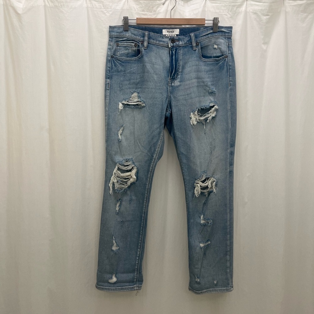 Pistola Light Blue Distressed High Rise Jeans